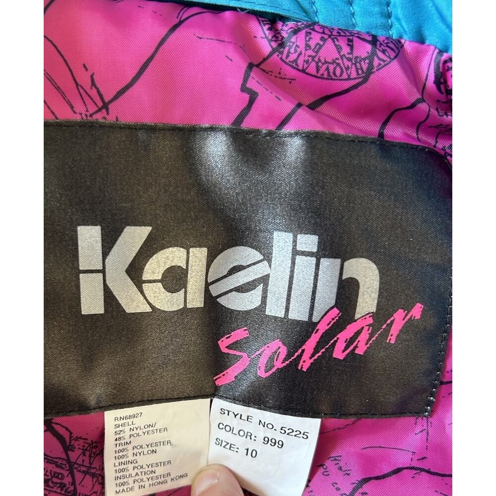 Kaelin Solar Power Ski Jacket Women Sz 10 Metallic Blue Pink Retro Apres Vtg 80s - Picture 14 of 16